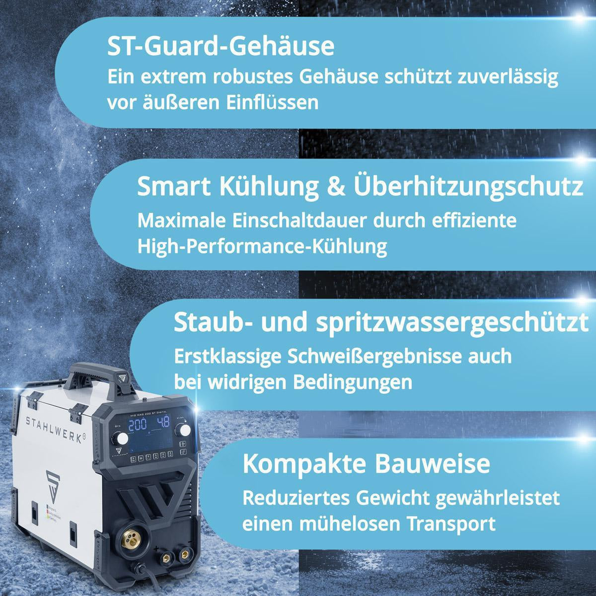 STAHLWERK MIG MAG 200 ST Digital MIG/MAG-Schweißanlage 200 A mit Zubehör