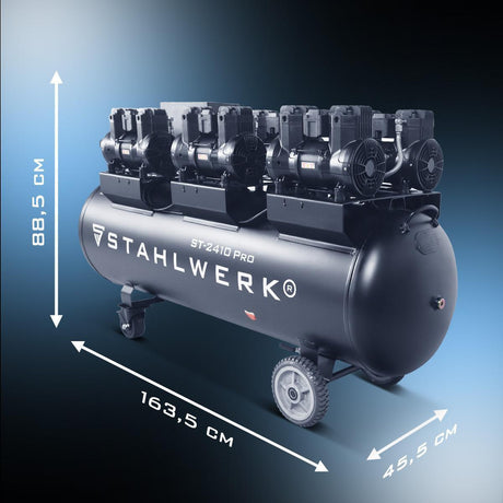 STAHLWERK Kompressor ST-2410 Pro – 1250 l/min, 10 bar, 240 l, ölfrei, leise