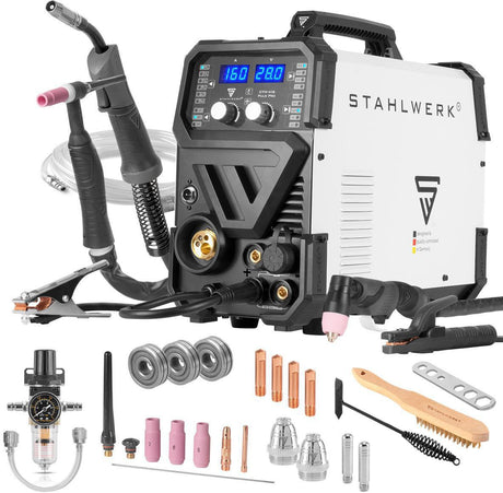 STAHLWERK CTM-416 PULS Pro Inverterschweißgerät 6-in-1 mit 160 A und Plasma-Schneider