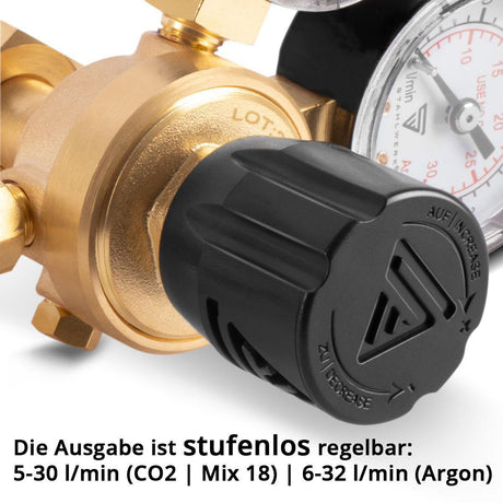 STAHLWERK Mini-Druckminderer ST-215 Messing W21,8 x 1/14 für Argon CO2 Mischgas