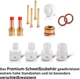 STAHLWERK Gaslinsen-Set 14-teilig für WIG-Schweißbrenner WP-17/18/26 – Premium Zubehör