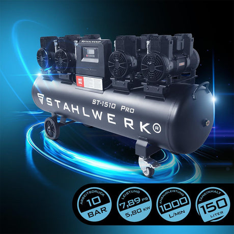 STAHLWERK Kompressor ST-1510 Pro 1000 l/min 10 bar 150 l ölfrei Brushless