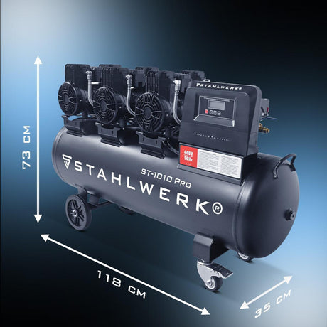 STAHLWERK Kompressor ST-1010 Pro – 750 l/min, 10 bar, 120 l, ölfrei, leise