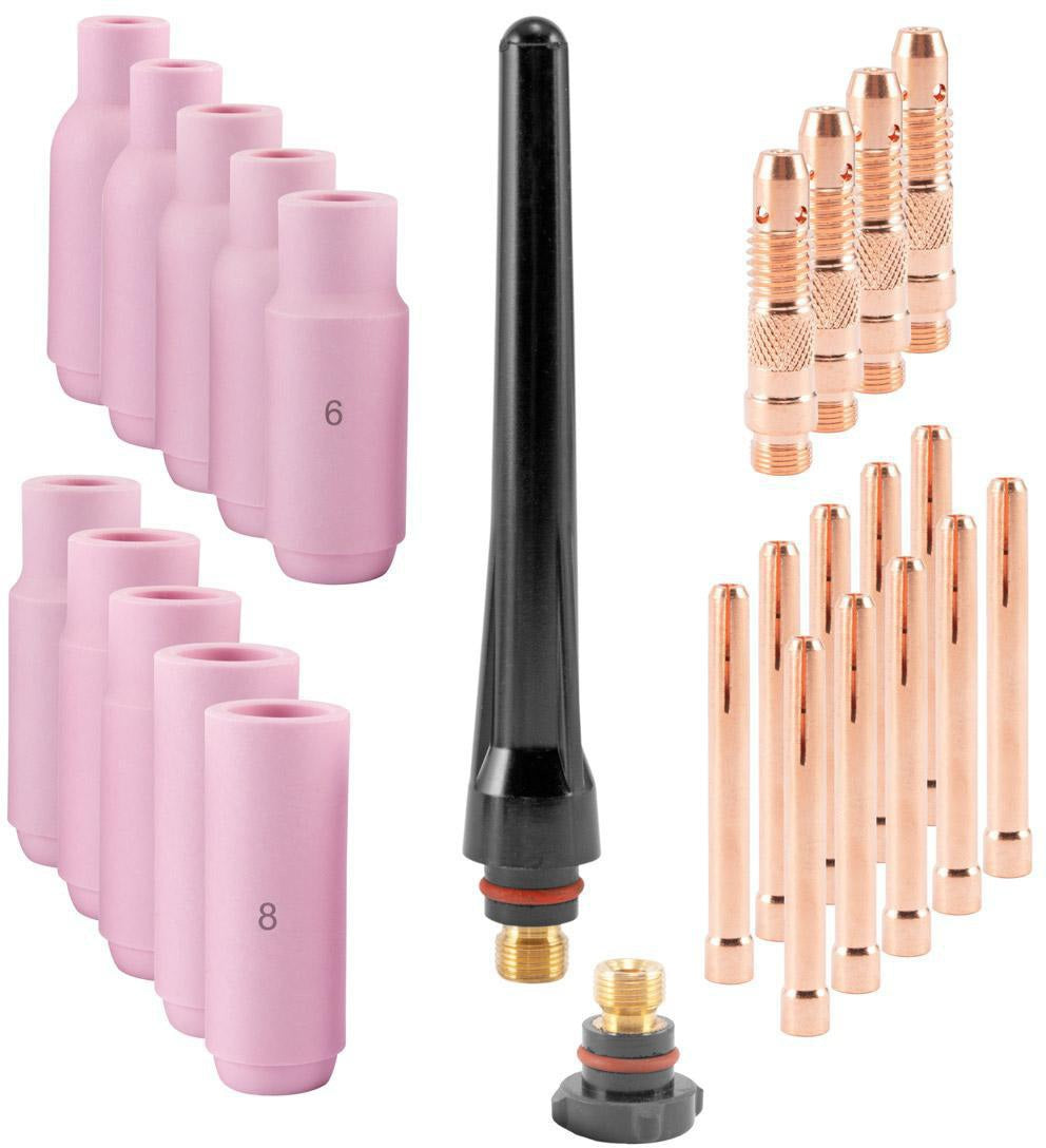 STAHLWERK Verschleißteile-Set für WP-26 WIG-Brenner, 26-teilig, rosa