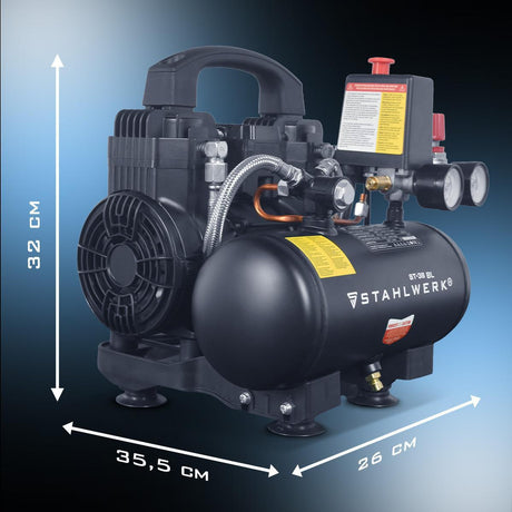STAHLWERK Kompressor ST-38 BL – Flüster-Kompressor mit 170 l/min, 8 bar, 3 l Kessel