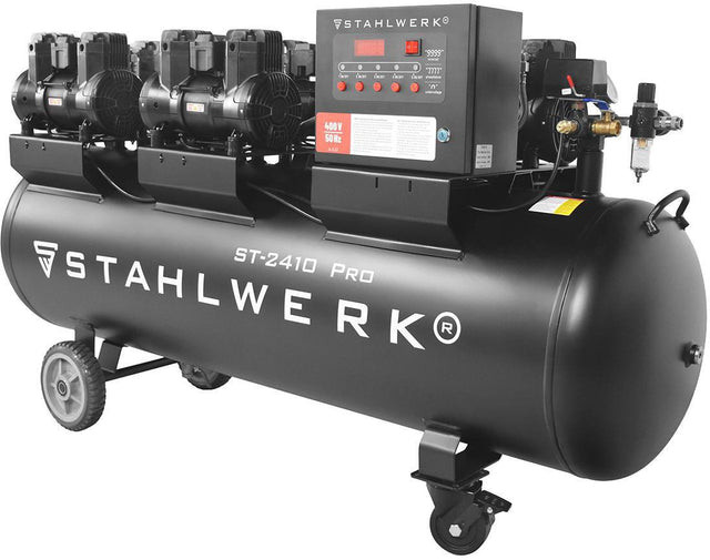 STAHLWERK Kompressor ST-2410 Pro – 1250 l/min, 10 bar, 240 l, ölfrei, leise