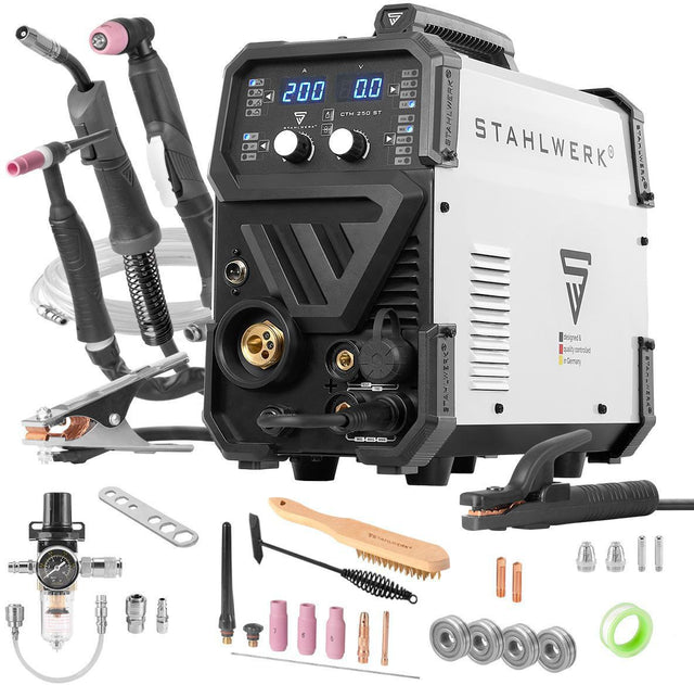 STAHLWERK CTM-250 ST 4-in-1 Kombi-Schweißgerät mit Plasmaschneidfunktion, 200 A Inverter
