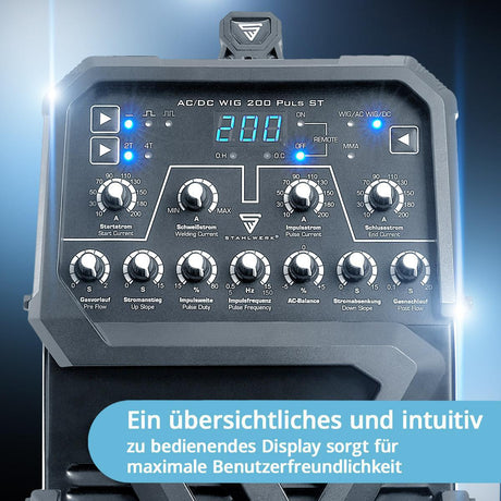 STAHLWERK AC/DC WIG 200 Puls ST Inverterschweißgerät mit Zubehör – 200 A, WIG/MMA, Pulsfunktion