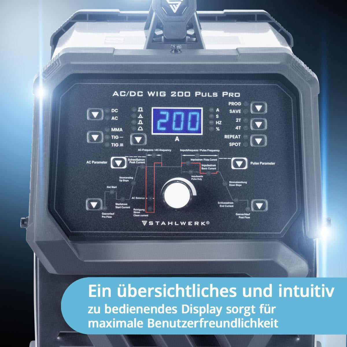STAHLWERK Inverterschweißgerät AC/DC WIG 200 Puls Pro | 5-200 A mit Zubehör