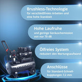 STAHLWERK Kompressor ST-310 Pro – 250 l/min, 8 bar, 30 l, ölfrei & flüsterleise