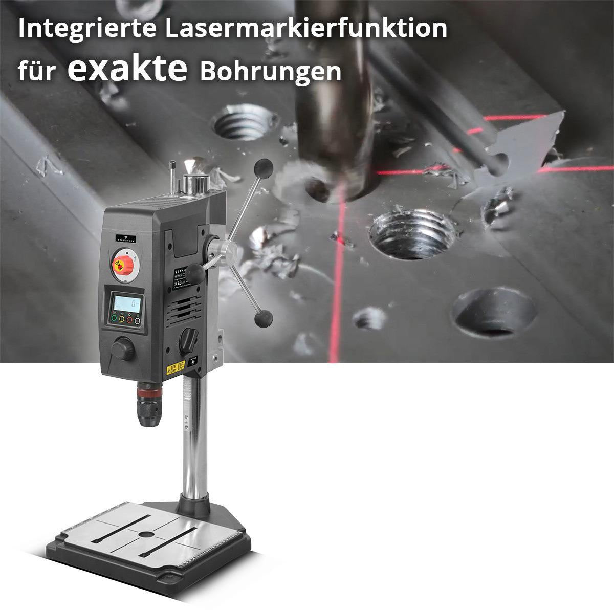 STAHLWERK MBD-800 ST Tischbohrmaschine – 800 W, Digitaldrehzahl, Lasermarkierung