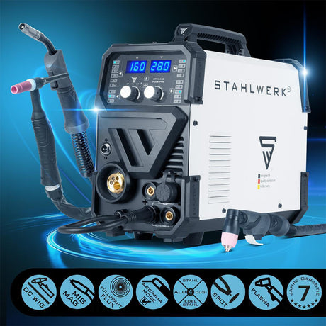 STAHLWERK CTM-416 PULS Pro Inverterschweißgerät 6-in-1 mit 160 A und Plasma-Schneider