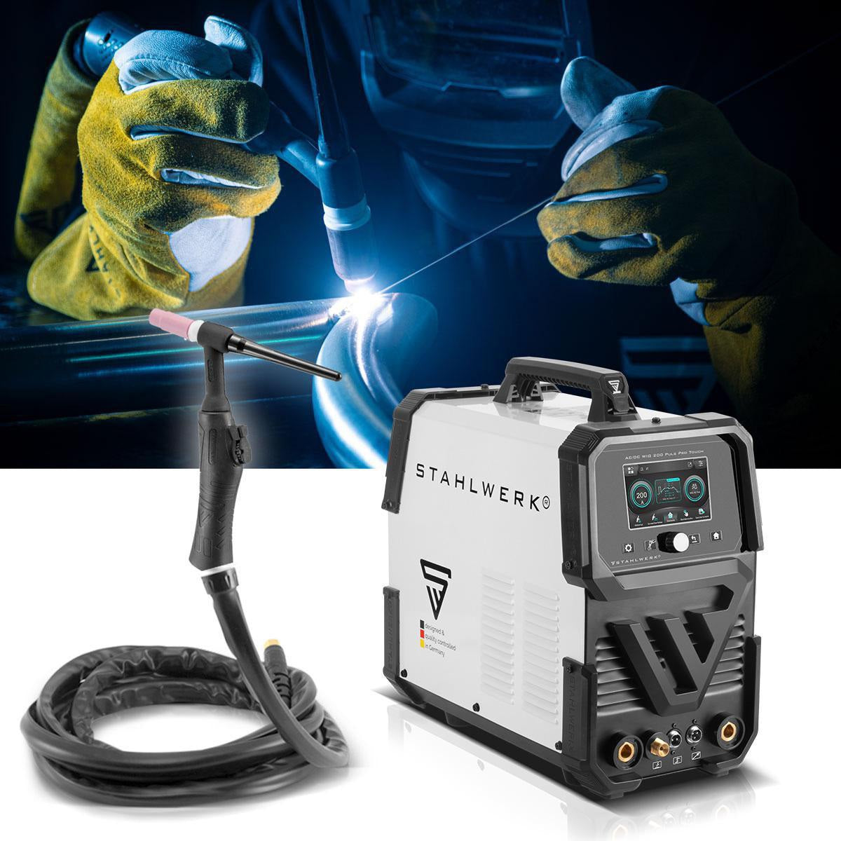 STAHLWERK AC/DC WIG 200 Puls Pro Touch Schutzgasschweißgerät mit MMA-Funktion und Touch-Display