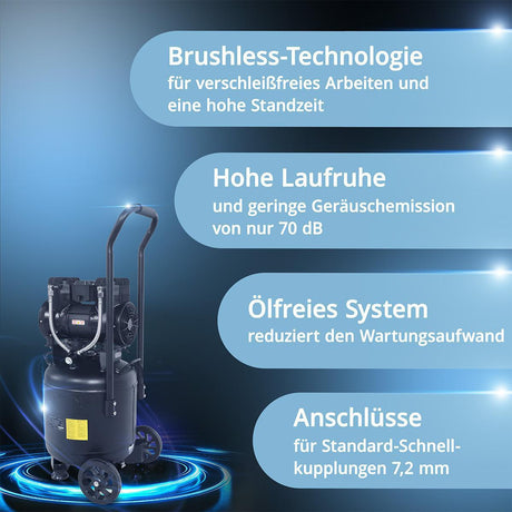 STAHLWERK Kompressor ST-308V Pro 250 l/min 8 bar 30 l ölfrei leise