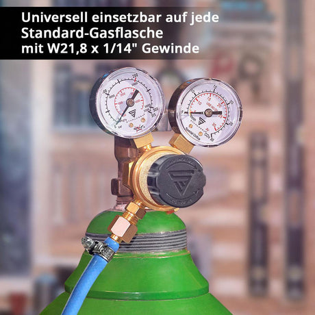 STAHLWERK Mini-Druckminderer ST-215 Messing W21,8 x 1/14 für Argon CO2 Mischgas