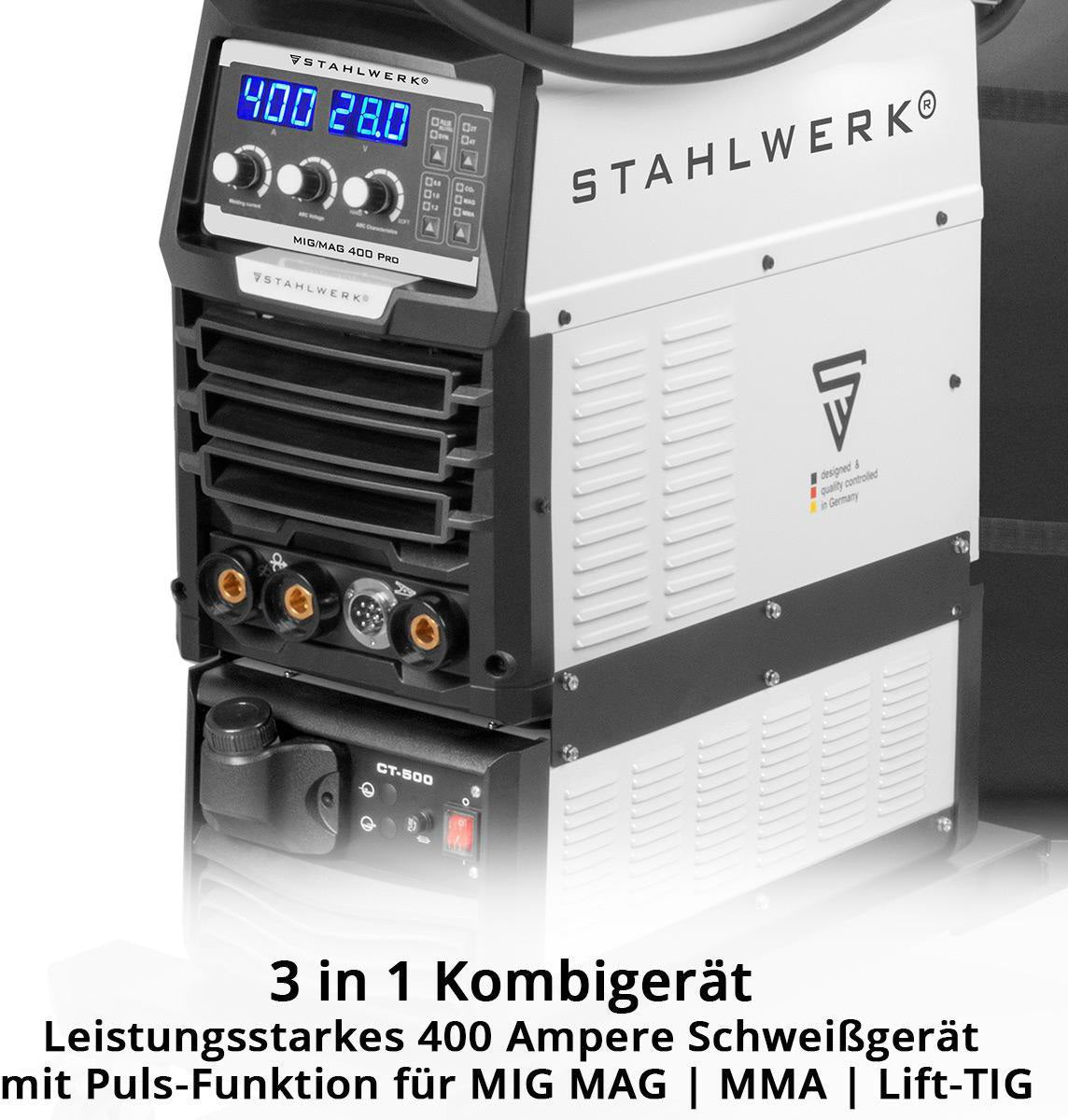 STAHLWERK MIG MAG 400 Pro Inverterschweißgerät – 400 A, Wasserkühlung, vollsynergisch