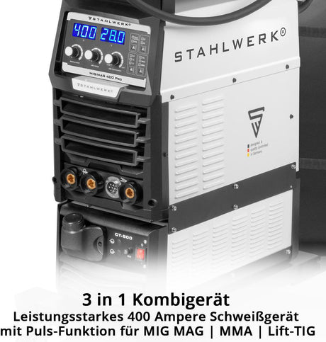 STAHLWERK MIG MAG 400 Pro Inverterschweißgerät – 400 A, Wasserkühlung, vollsynergisch