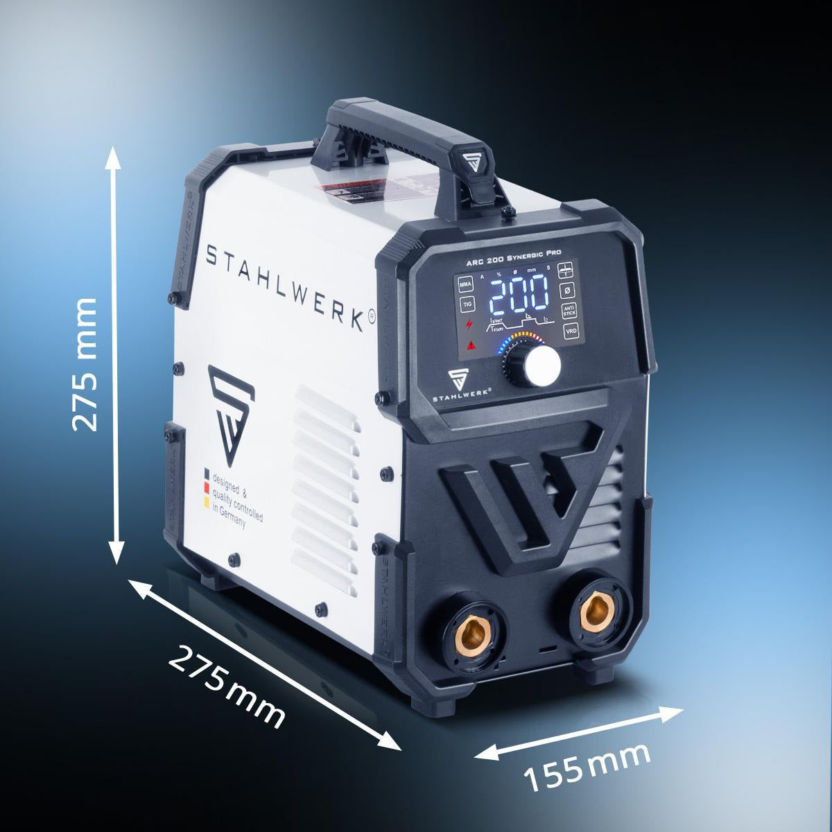 STAHLWERK Elektrodenschweißgerät ARC 200 Synergic Pro mit Zubehör 10-200 A