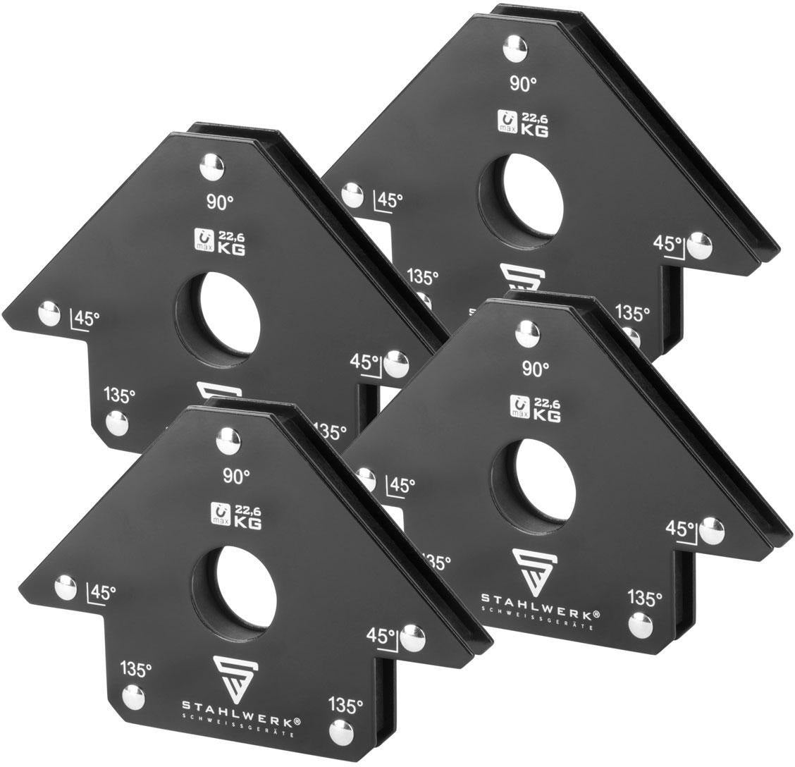 STAHLWERK Magnet-Schweißwinkel 50 lbs – 45°, 90° & 135° Winkelfixierer, 4er-Set