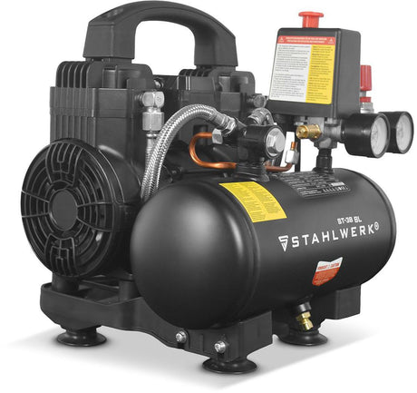 STAHLWERK Kompressor ST-38 BL – Flüster-Kompressor mit 170 l/min, 8 bar, 3 l Kessel