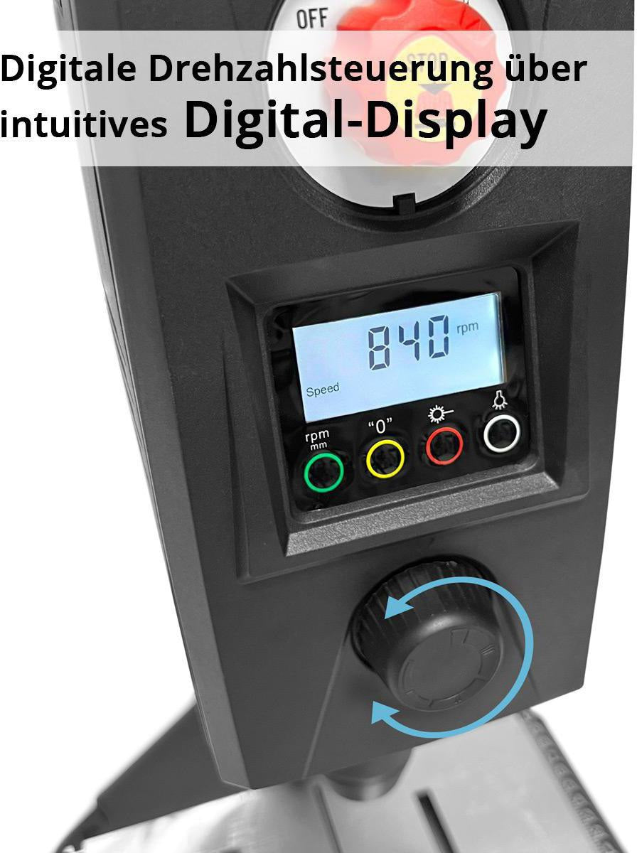 STAHLWERK MBD-800 ST Tischbohrmaschine – 800 W, Digitaldrehzahl, Lasermarkierung