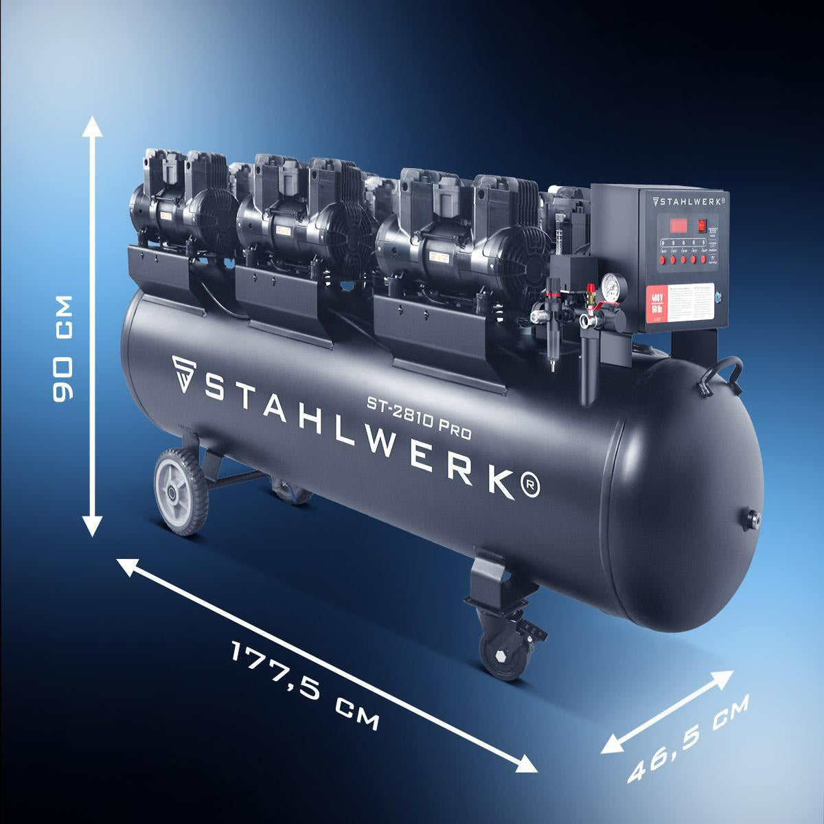 STAHLWERK Kompressor ST-2810 Pro – 1500 l/min, 10 bar, 280 l, ölfrei