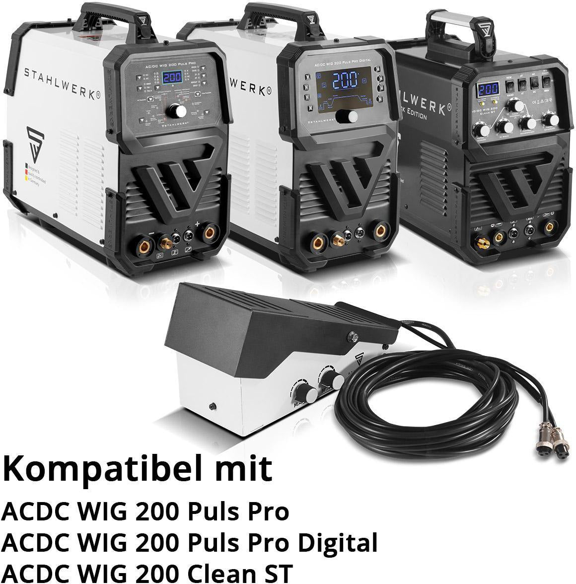 STAHLWERK WIG-Fußpedal mit 4m Kabel und 2-/3-poligem Stecker – Präzise Stromregelung