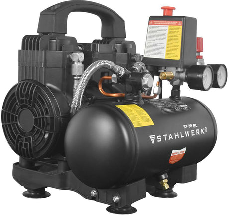 STAHLWERK Kompressor ST-38 BL – Flüster-Kompressor mit 170 l/min, 8 bar, 3 l Kessel
