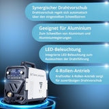 STAHLWERK MIG MAG 200 Puls Pro Digital Schutzgasschweißgerät mit Zubehör, 200 A, vollsynergisch