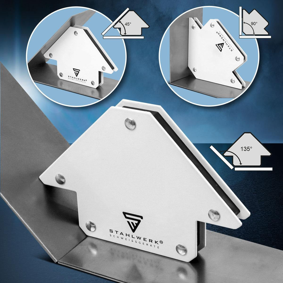 STAHLWERK Magnet-Schweißwinkel 9 & 25 lbs – 6-teiliges Set mit 45°, 90° und 135°
