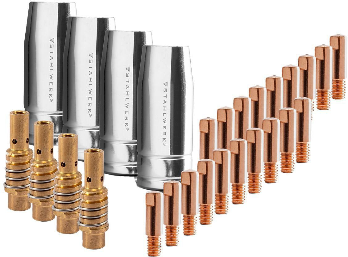 STAHLWERK Verschleißteile-Set 28-teilig für AK15/MB15 AK14/MB14 – MIG MAG Schweißbrenner Zubehör