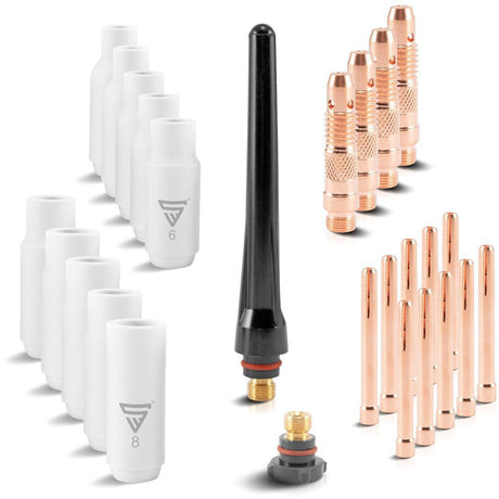 STAHLWERK 26-teiliges WIG-Verschleißteile-Set für WP-26 mit Long-Life-Keramikdüsen