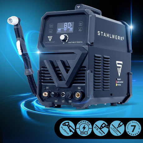 STAHLWERK Plasmaschneider CUT 80 P Digital – 80 A, 400 V, bis 25 mm Baustahl, mit Zubehör