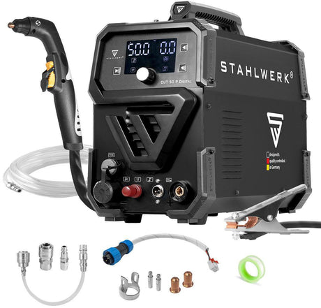 STAHLWERK Plasmaschneider CUT 50 Pro Digital – 50 A, 20 mm Baustahl, HF-Pilotzündung, THC-Schnittstelle