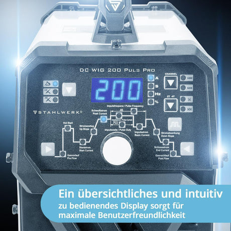 STAHLWERK DC WIG 200 Puls Pro Inverterschweißgerät – 2-in-1 WIG/MMA, 200 A, luftgekühlt, mit Zubehör
