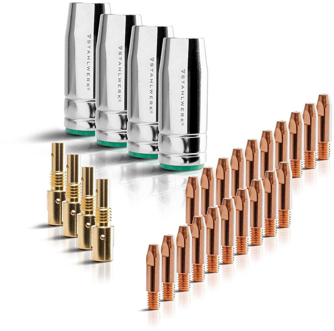 STAHLWERK Verschleißteile-Set 28-teilig für AK25/MB25 – Aluminium-Schweißzubehör
