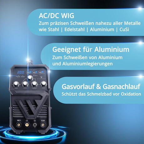 STAHLWERK TIG-Schweißanlage AC/DC WIG 200 ST mit Zubehör – 10-200 A, gasgekühlt, HF-Zündung