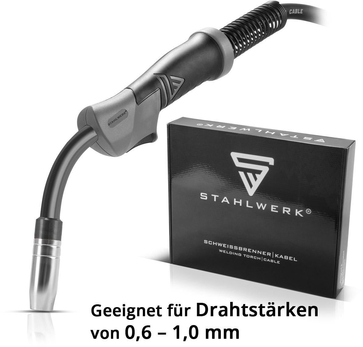 STAHLWERK AK15 · MB15 Schweißbrenner mit 3 m Schlauchpaket – 200 A, gasgekühlt, Eurozentralanschluss