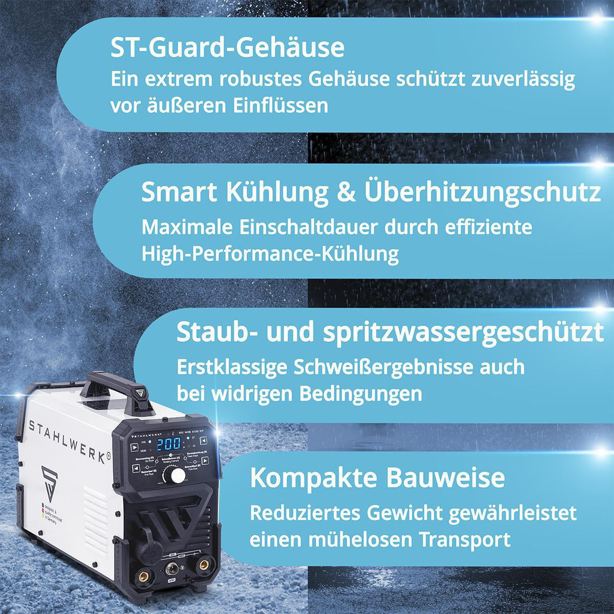 STAHLWERK DC WIG 200 ST TIG-Schweißanlage mit Zubehör – 200 A, IGBT, 2-in-1 WIG/MMA
