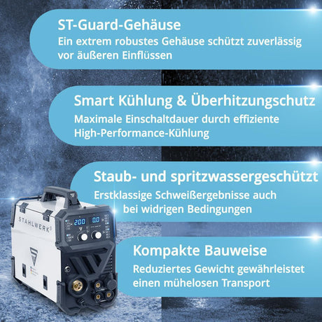 STAHLWERK CTM-250 ST 4-in-1 Kombi-Schweißgerät mit Plasmaschneidfunktion, 200 A Inverter