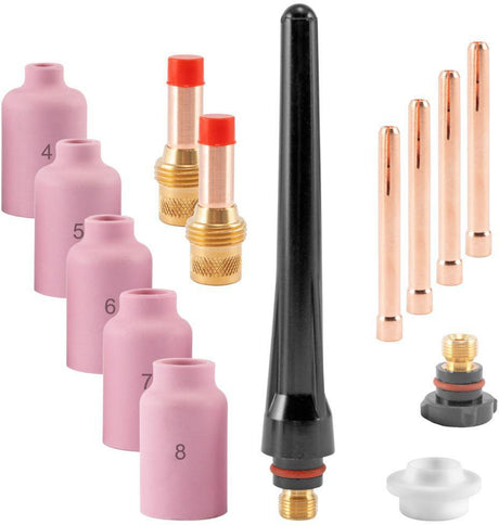 STAHLWERK WIG Verschleißteile-Set 14-teilig für WP-26 Brenner – Gasdüsen, Spannhülsen, Gaslinsen