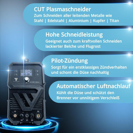 STAHLWERK Plasmaschneider CUT 80 P Digital – 80 A, 400 V, bis 25 mm Baustahl, mit Zubehör