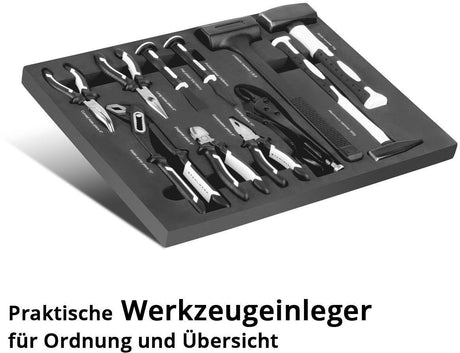 Werkzeugmodul 11-teilig STAHLWERK – Sortiment in Schaumstoffeinlage für Werkstattwagen
