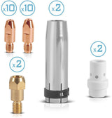 STAHLWERK Verschleißteile-Set 26-tlg. für MIG MAG Schweißbrenner – Stromdüsen 1,0/1,2 mm, Gasdüsen, Keramik-Diffusoren