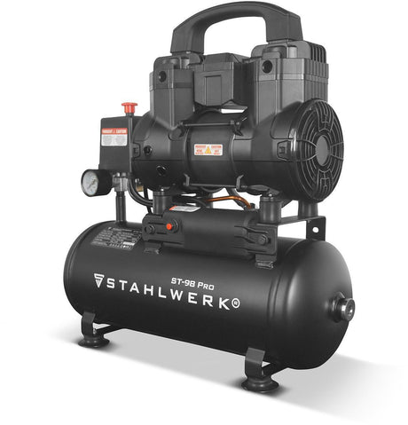 Kompressor ST-98 Pro 170 l/min 8 bar 9 l STAHLWERK – ölfreier Flüsterkompressor