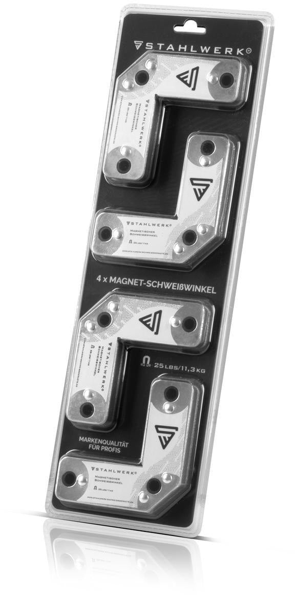 STAHLWERK Magnet-Schweißwinkel 95x95x14mm – 45°, 90° & 135° mit 25 lbs Haftkraft