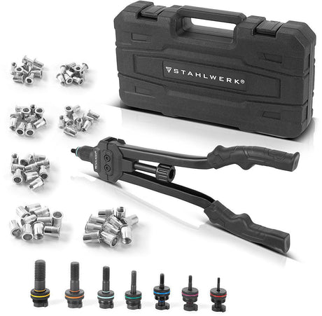 STAHLWERK Blindnietenzangen-Set NZ-16 ST mit 70 Nietmuttern und Transportkoffer