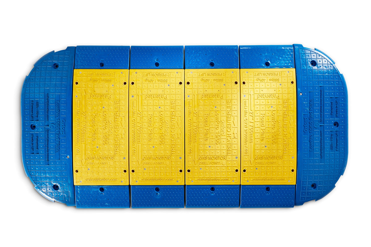 OXFORD Grabenbrücke LowPro® 15/05 Road Plate gelb-blau 1500x500 mm 44 t für sichere Grabenüberquerung