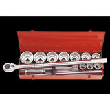 KING TONY Profi-Werkzeuge - 1" Steckschlüssel-Set, metrisch, mit Zubehör - 14 tlg. 8015MR
