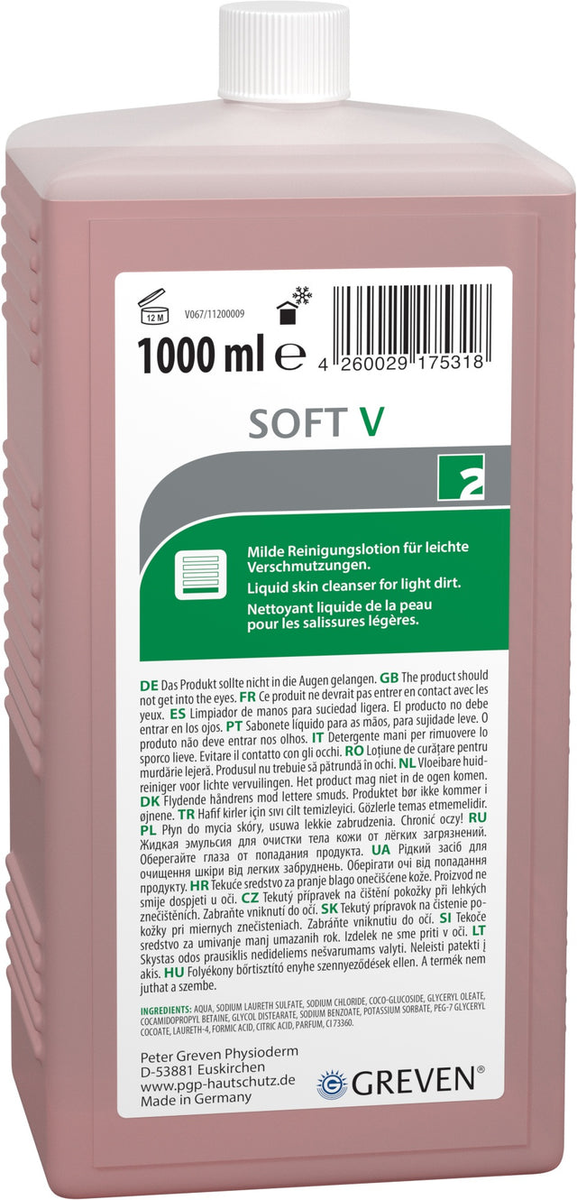 GREVEN SOFT V Hautreinigungslotion 1 l Flasche – milde Reinigung für leichte Verschmutzung